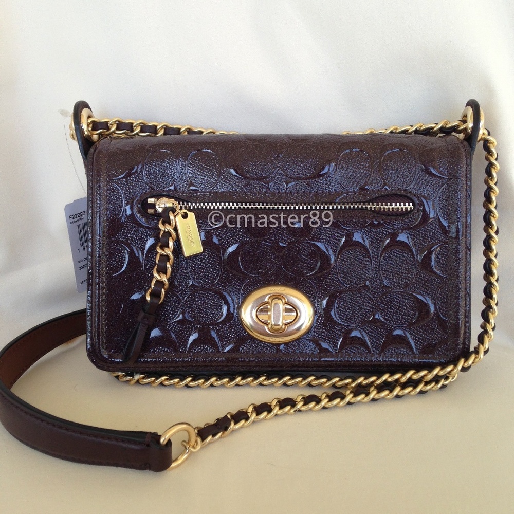 π΄SOLDπ΄Coach Glitter Oxblood Patent Leather - Picture 2 of 8